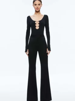 Women Alice and Olivia Kalena Scoop Neck Cutout Bodysuit