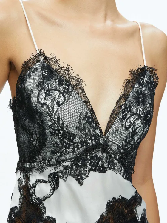 Women Alice and Olivia Katja Cutaway Lace Slip Top