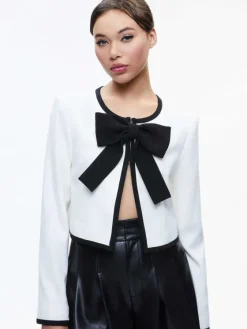 Women Alice and Olivia Kidman Bow Front Cropped Jacket