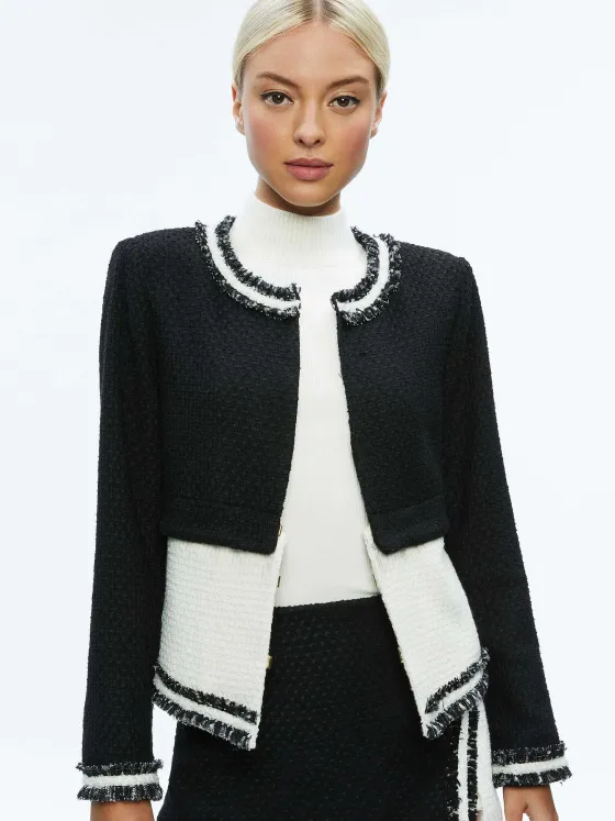 Women Alice and Olivia Kidman Two-Fer Tweed Jacket