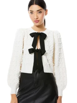 Women Alice and Olivia Kitty Puff Sleeve Cardigan