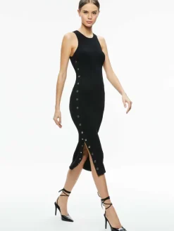 Women Alice and Olivia Lalita Side Snap Midi Dress