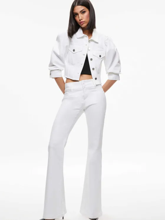 Women Alice and Olivia Lana Puff Sleeve Denim Jacket