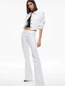 Women Alice and Olivia Lana Puff Sleeve Denim Jacket