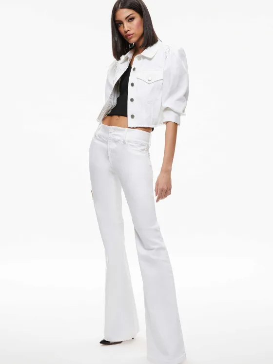 Women Alice and Olivia Lana Puff Sleeve Denim Jacket