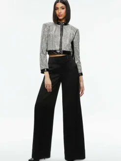 Women Alice and Olivia Lari Crystal Embellished Leather Jacket