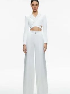 Women Alice and Olivia Leone Cropped Wrap Blazer + Mame High Rise Wide Leg Pant