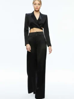Women Alice and Olivia Leone Cropped Wrap Blazer + Mame High Rise Wide Leg Pant