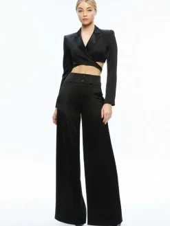 Women Alice and Olivia Leone Cropped Wrap Blazer + Mame High Rise Wide Leg Pant