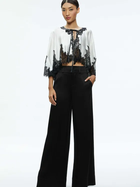 Women Alice and Olivia Loree Lace Tie Front Cropped Jacket