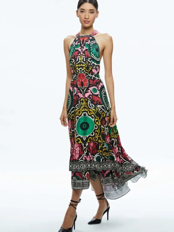 Women Alice and Olivia Loyce Twist Back Ruffle Maxi Dress