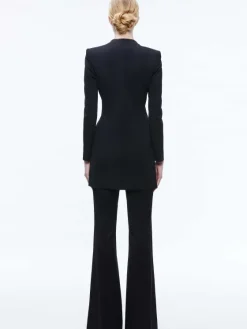 Women Alice and Olivia Lucien Curved V-Neck Fitted Blazer