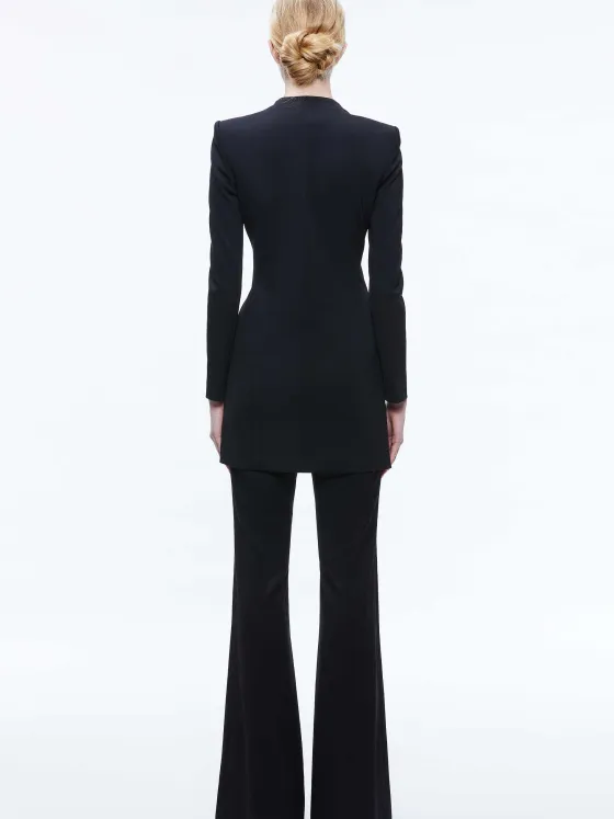Women Alice and Olivia Lucien Curved V-Neck Fitted Blazer