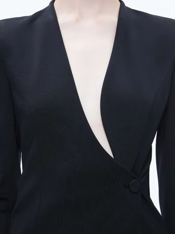 Women Alice and Olivia Lucien Curved V-Neck Fitted Blazer