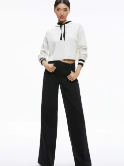 Women Alice and Olivia Lumi Ribbed Knit Hoodie