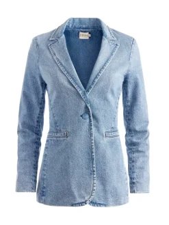 Women Alice and Olivia Macey Denim Fitted Blazer