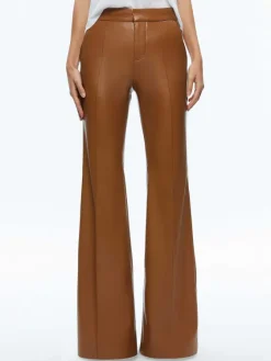 Women Alice and Olivia Macey Fitted Vegan Leather Blazer + Danette Vegan Leather Split Hem Trousers