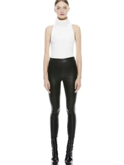 Women Alice and Olivia Maddox Side Zip Leather Legging
