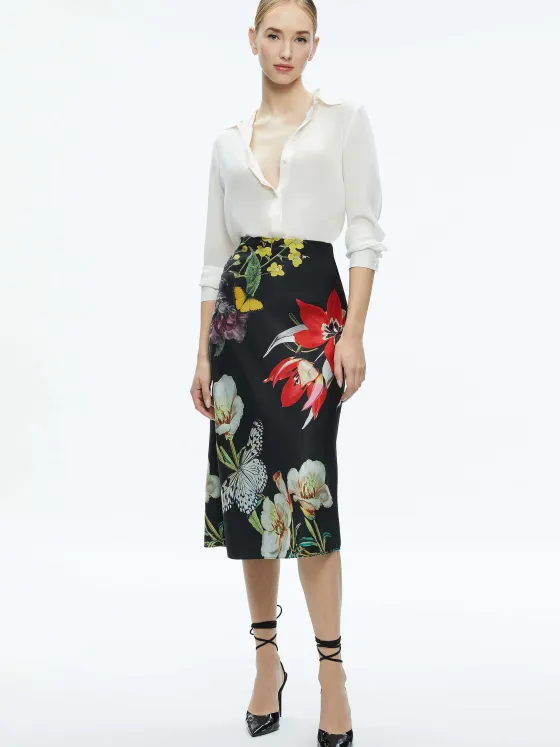 Women Alice and Olivia Maeve Midi Slip Skirt