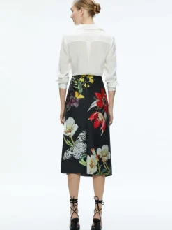 Women Alice and Olivia Maeve Midi Slip Skirt