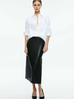 Women Alice and Olivia Maeve Vegan Leather Midi Skirt