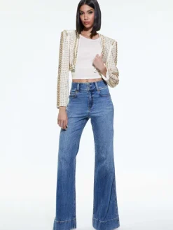 Women Alice and Olivia Maira Cropped Jacket With Chain Trim