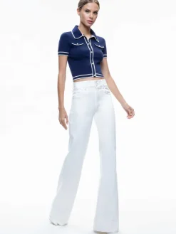 Women Alice and Olivia Marlena Button Front Polo
