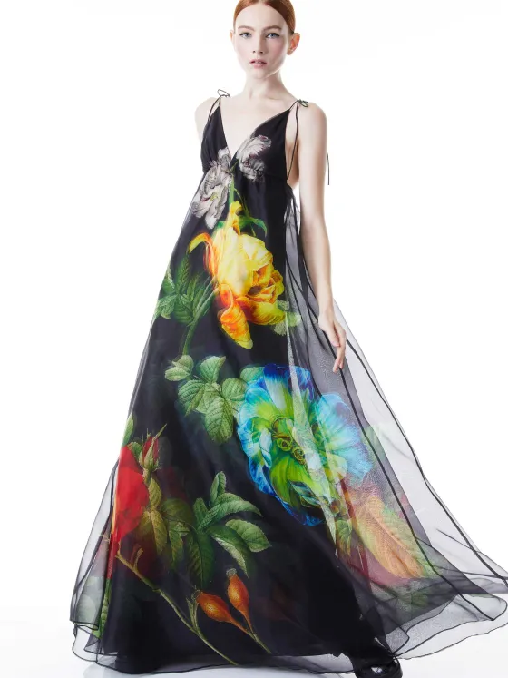 Women Alice and Olivia Massie Tie Strap Printed Gown