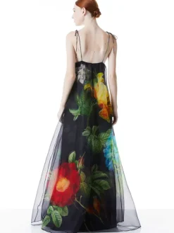 Women Alice and Olivia Massie Tie Strap Printed Gown