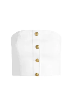 Women Alice and Olivia Mel Denim Button Up Bustier
