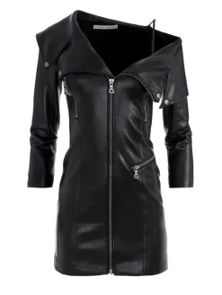 Women Alice and Olivia Miara Vegan Leather Moto Dress