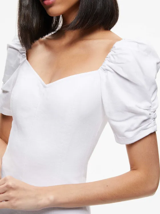 Women Alice and Olivia Mimi Puff Sleeve Denim Mini Dress