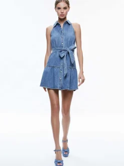 Women Alice and Olivia Miranda Sleeveless Mini Denim Dress