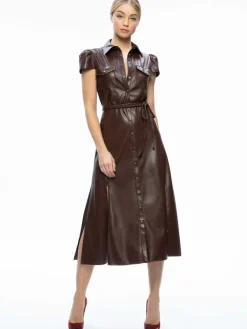 Women Alice and Olivia Miranda Vegan Leather Midi Dress
