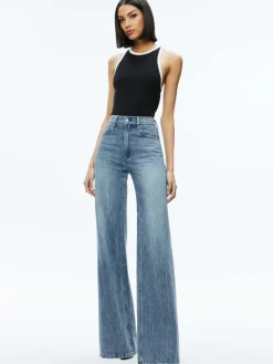 Women Alice and Olivia Mirtha Ribbed Racerback Tank