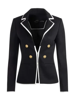 Women Alice and Olivia Mya Contrast Piping Fitted Blazer