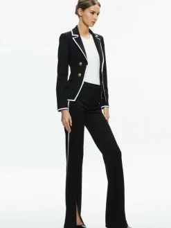 Women Alice and Olivia Mya Contrast Piping Fitted Blazer + Princess Contrast Piping Pant