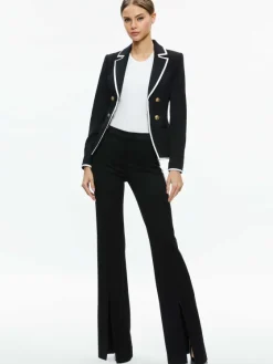 Women Alice and Olivia Mya Contrast Piping Fitted Blazer + Princess Contrast Piping Pant