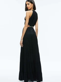 Women Alice and Olivia Myrtice Embellished Cut Out Maxi Dress