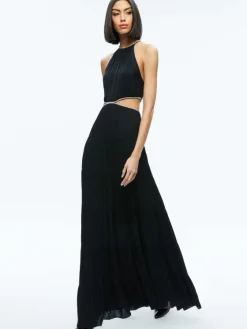 Women Alice and Olivia Myrtice Embellished Cut Out Maxi Dress