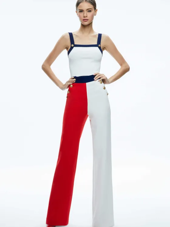Women Alice and Olivia Narin High Rise Button Front Pant