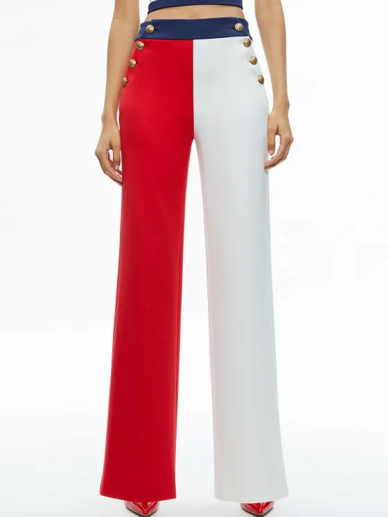 Women Alice and Olivia Narin High Rise Button Front Pant