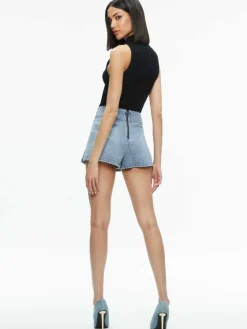 Women Alice and Olivia Noah Denim Pleated Skort