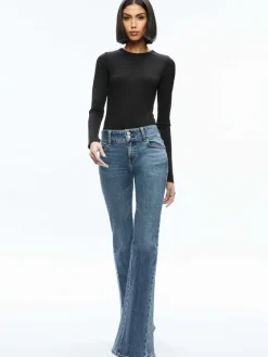 Women Alice and Olivia Olea Round Neck Bodysuit