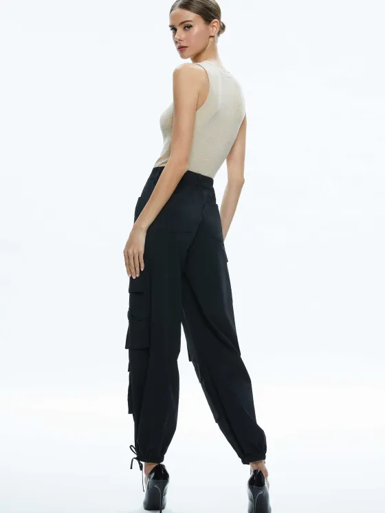 Women Alice and Olivia Olympia High Rise Ankle Tie Cargo Pants