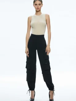 Women Alice and Olivia Olympia High Rise Ankle Tie Cargo Pants