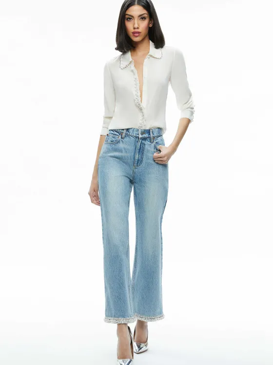 Women Alice and Olivia Ora High Rise Embellished Jean