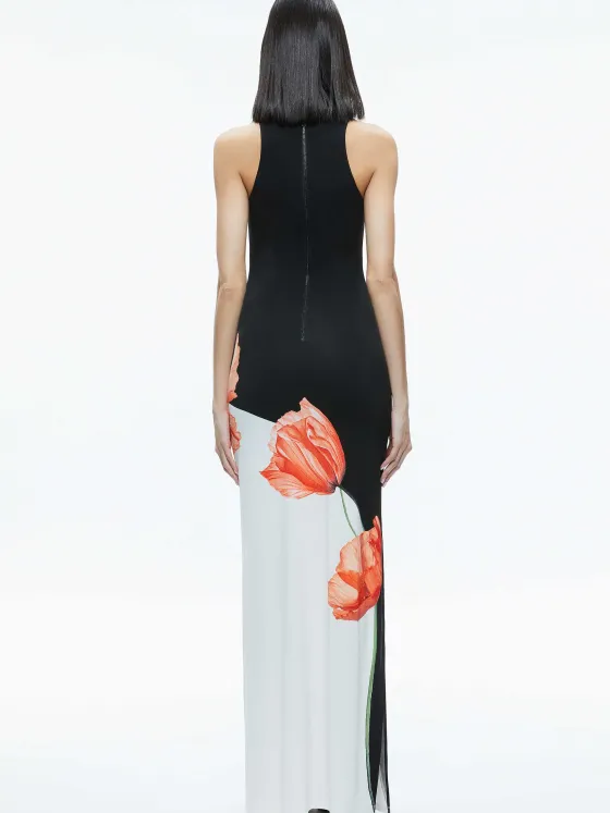 Women Alice and Olivia Pania Racer Neck Maxi Dress
