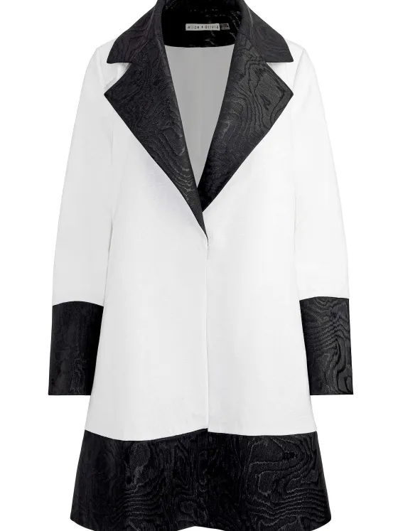 Women Alice and Olivia Paola Swing Coat With Border Detail