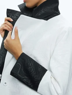 Women Alice and Olivia Paola Swing Coat With Border Detail